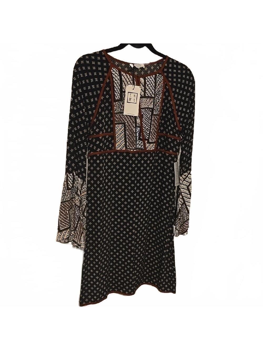 THML Patchwork Boho Dress Bell Sleeve NWT Size S